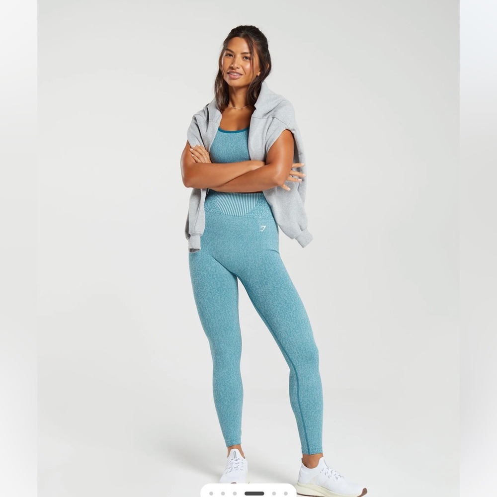 GYMSHARK MARL SEAMLESS SET— BLUE